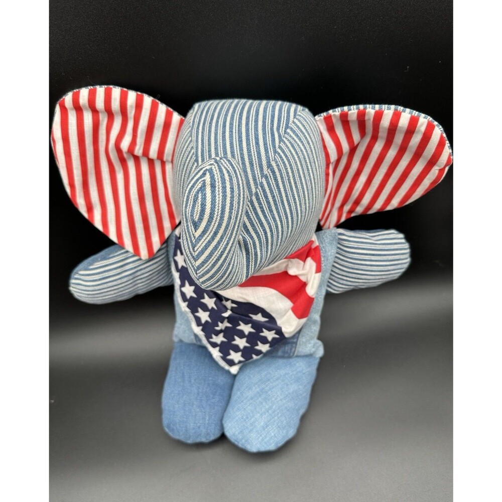 1988 Political Favor by Joy Republican Party Elephant Denim Stuffed Animal RARE